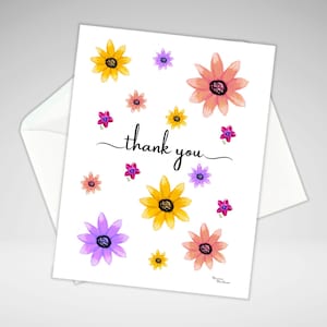 Pretty Floral Thank You Card Set of Individual,  Flower Thank You Greeting Card, Acrylic Prints Note Card Homemade Stationery, Canadian Made