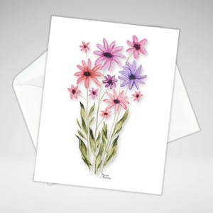Floral Note Card Set or Individual, All Occasion Greeting Cards,  Everyday Flower Cards, Acrylic Painting Giclee Prints, Homemade Stationery
