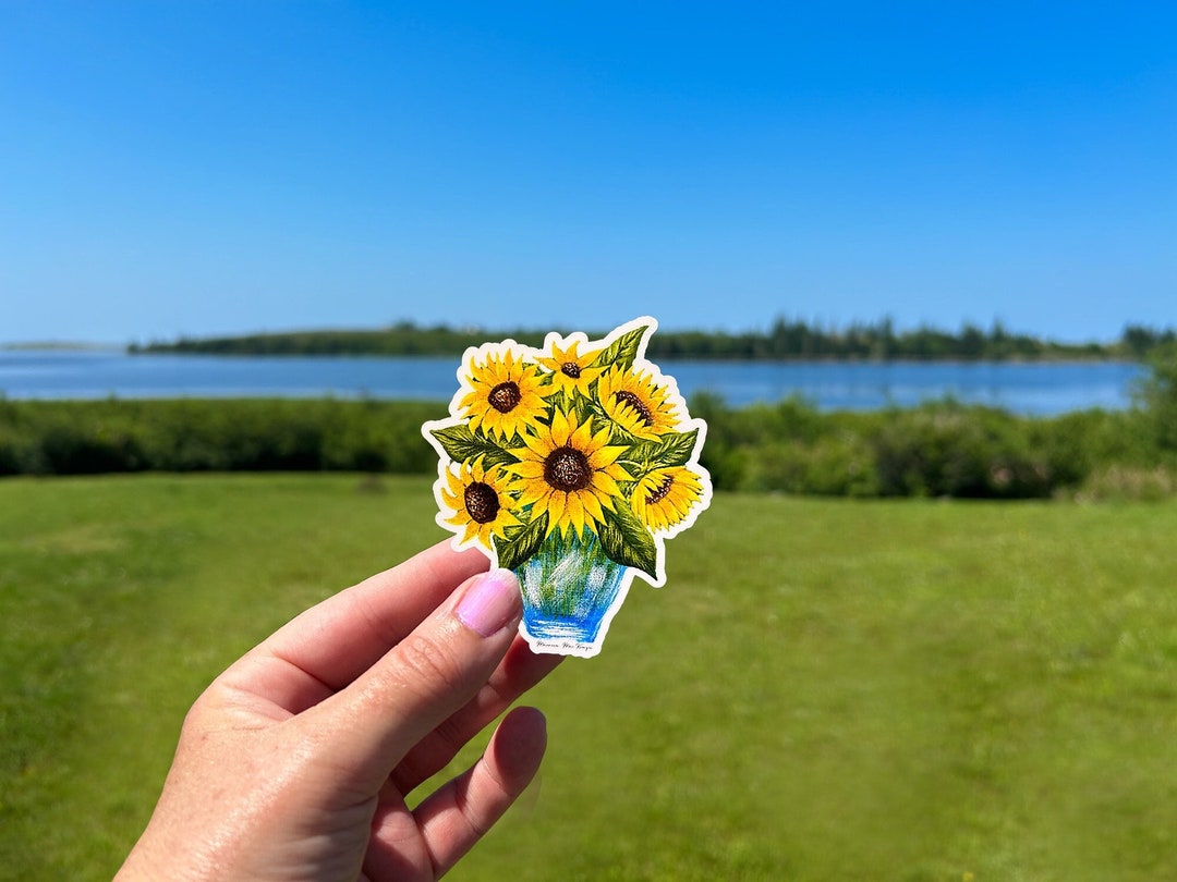Sunflower Sticker | Durable Weatherproof Vinyl | Flower Sticker | Great ...