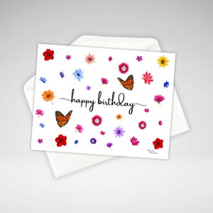 Jeu de cartes d'anniversaire papillon, personnalisation en option, carte de voeux d'anniversaire florale, carte d'anniversaire papillon, fabrication canadienne