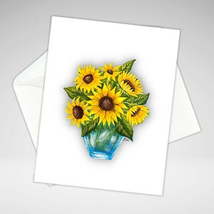 de correspondance Tournesol, Personnalisation en option, Ensemble de cartes de voeux toutes les occasions ou individuelles, Impressions peinture acrylique | Papeterie maison