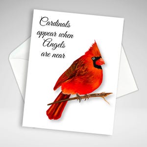 Carte de sympathie cardinale, Désolé pour votre perte, Carte de décès du cardinal, Papeterie de voeux maison, Les cardinaux apparaissent lorsque les anges sont proches