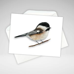 Jeu de cartes de correspondance mésange, personnalisation en option, carte de voeux toutes occasions, cartes oiseaux mignons, papeterie fabriquée au Canada