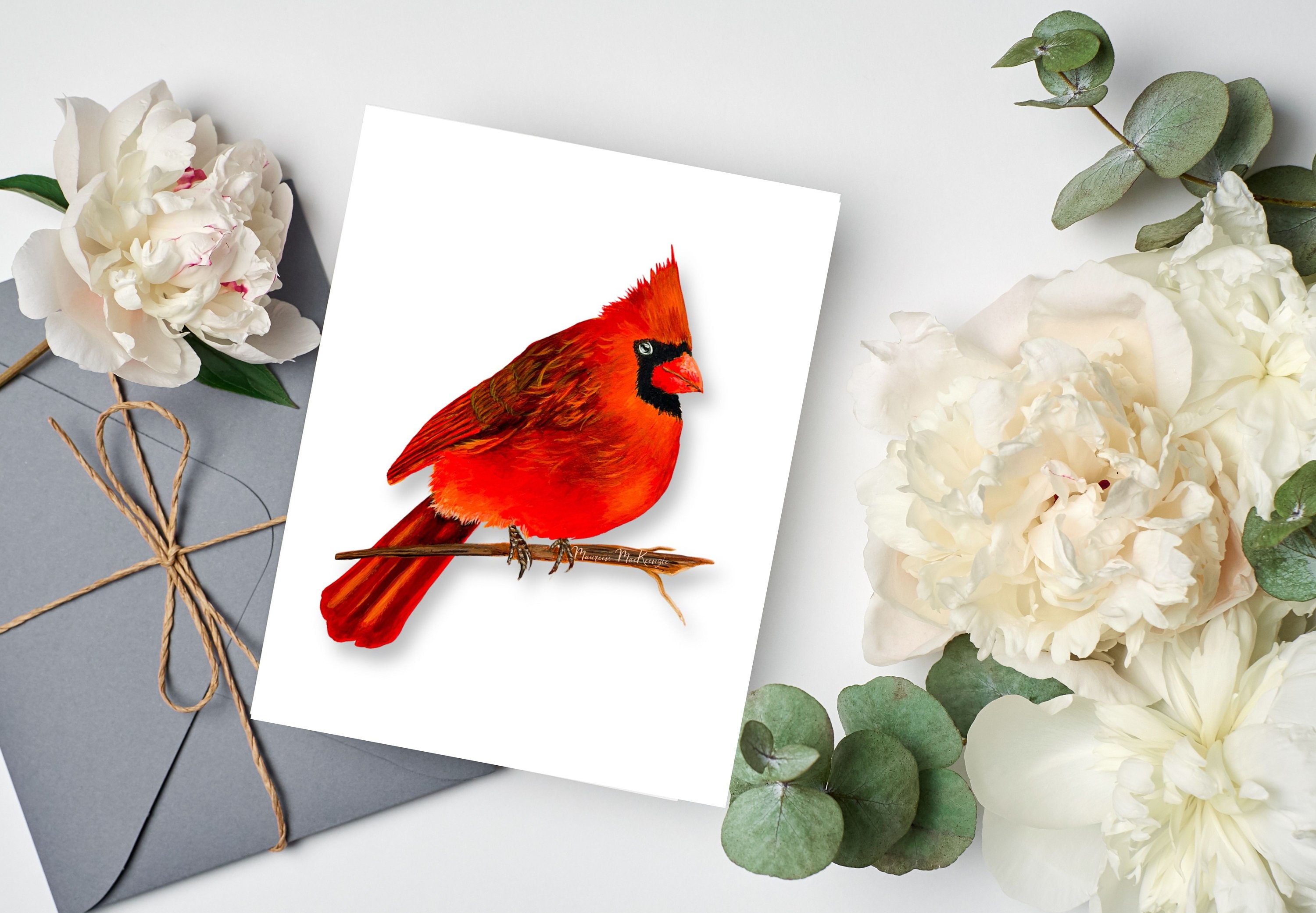 Cardinal Note Card, Personalization Optional, All Occasion Greeting ...