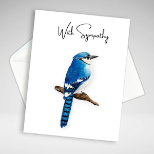carte de sympathie de geai bleu | carte de correspondance de geai bleu | carte de vœux pour le deuil | Impressions giclées acryliques | Cartes de voeux | Papeterie maison