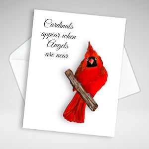 Carte de sympathie cardinale, Désolé pour votre perte, Carte de décès du cardinal, Papeterie de voeux maison, Les cardinaux apparaissent lorsque les anges sont proches