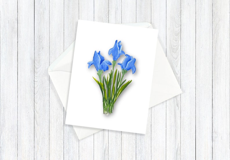 Floral Note Card Individual or Set All Occasion Greeting Cards Floral Greeting Cards Giclee Prints Homemade Stationery INDIVIDUAL BLUE