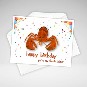 Jolie carte d'anniversaire de homard, carte de correspondance de joyeux anniversaire homard personnalisée, vous êtes mon homard préféré, homard de la Nouvelle-Écosse, fabriqué au Canada