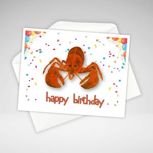 Jolie carte d'anniversaire de homard, carte de correspondance de joyeux anniversaire homard personnalisée, carte de voeux de homard, homard de la Nouvelle-Écosse, fabriqué au Canada