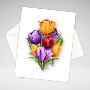 Floral Note Card Set or Individual, Personalization Optional, All Occasion Greeting Cards, Everyday  Homemade Acrylic Painted Stationery