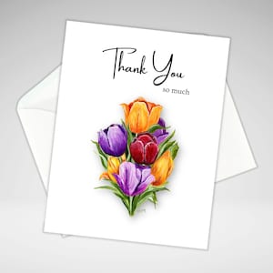 Joli lot de cartes de remerciement florales ou individuelle, carte de voeux de remerciement bouquet de fleurs, impressions acryliques, papeterie fabriquée au Canada