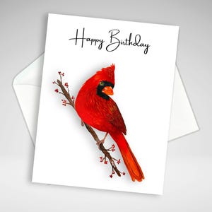 Jeu de cartes d'anniversaire cardinal ou individuelle, carte de correspondance d'anniversaire cardinal, impressions de peinture acrylique, carte de voeux canadienne faite maison, oiseau rouge