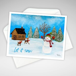 Jeu de cartes de Noël bonhomme de neige ou individuelles, cartes de Noël rennes de Noël pour enfants, paquet de cartes de vacances d'hiver, cartes faites maison, cartes fabriquées au Canada