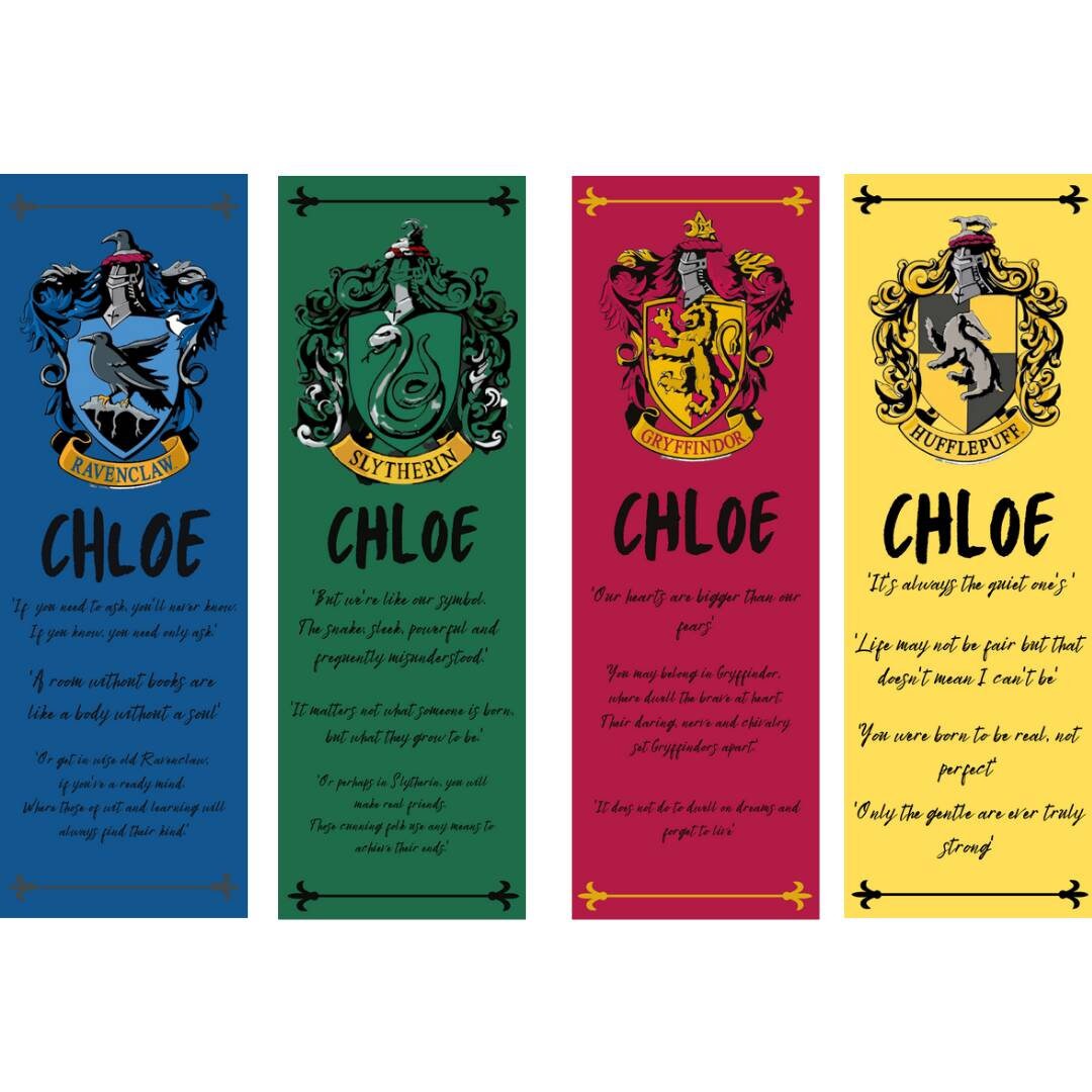 HARRY POTTER Personalised House Bookmark. Your house Name and | Etsy