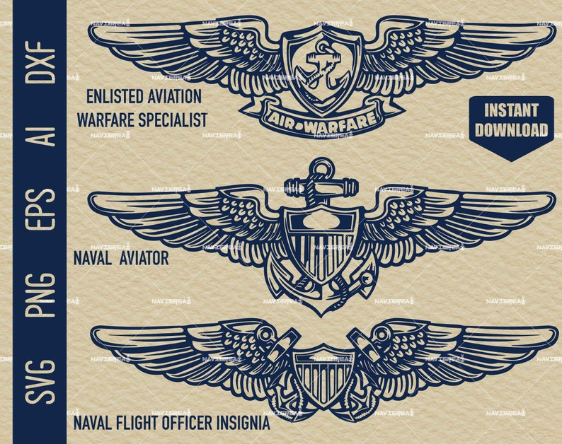 USN Navy Aviation Warfare Qualifications Insignia Svg 3 Etsy