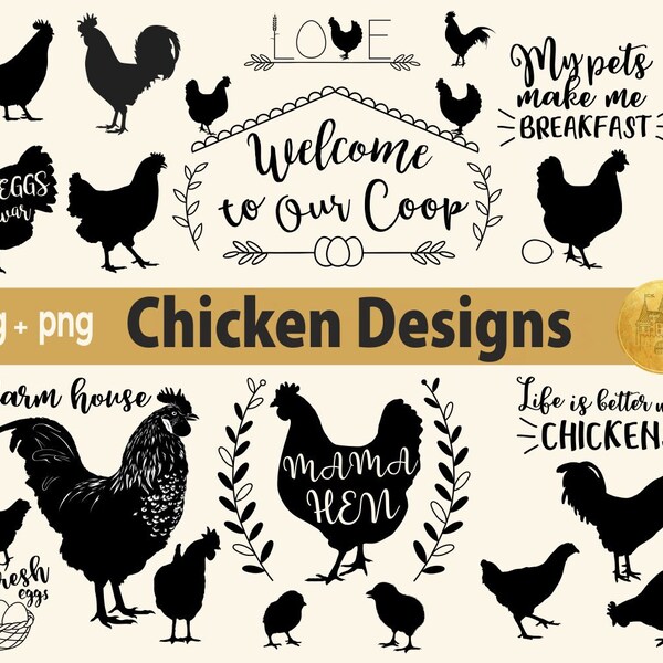 Chicken svg Bundle Hand Drawn | Crazy Chicken Lady svg | Hen svg | Rooster svg | Chicken Funny svg | Chicken farm svg | Chicken Clipart