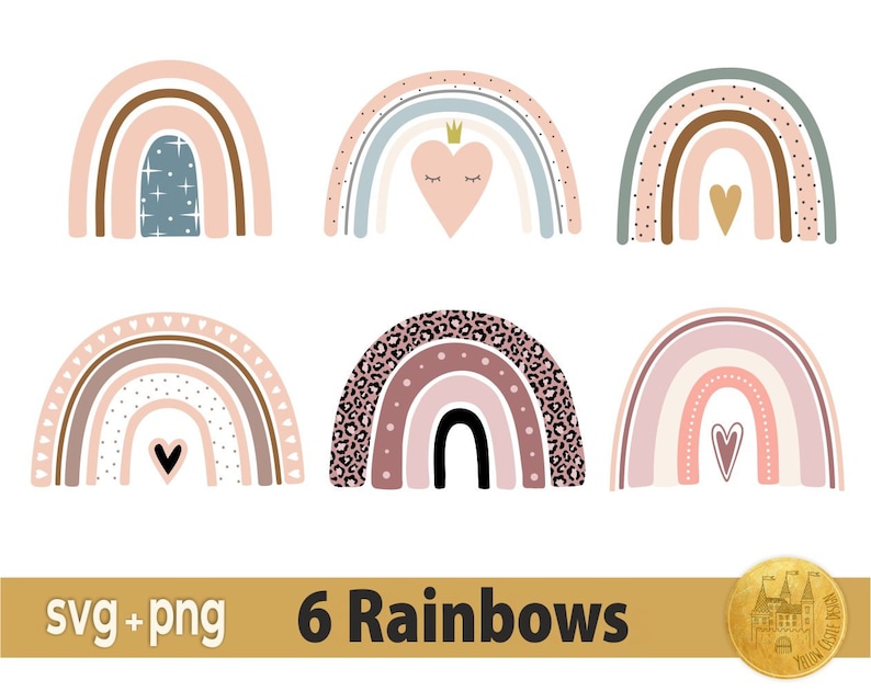 Boho Rainbow png svg Pastel Rainbow svg Rainbow SVG Bundle For Cricut Hand Drawn Rainbow svg Rainbow baby svg Rainbow svg