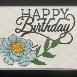 Cartão de Aniversário - Flores-Azul