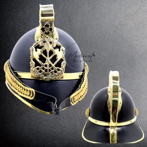 Collectible Victorian British Fireman Helmet – Fire Brigade Chief Armor Headwear – Medieval Cosplay Firefighter Helmet