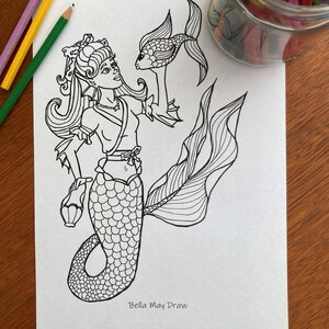 Downloadable Mermaid Colouring Sheet