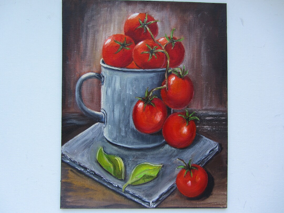 Oil Painting Original Still Life Tomatoes Fruit Oil Painting Wall Art ...