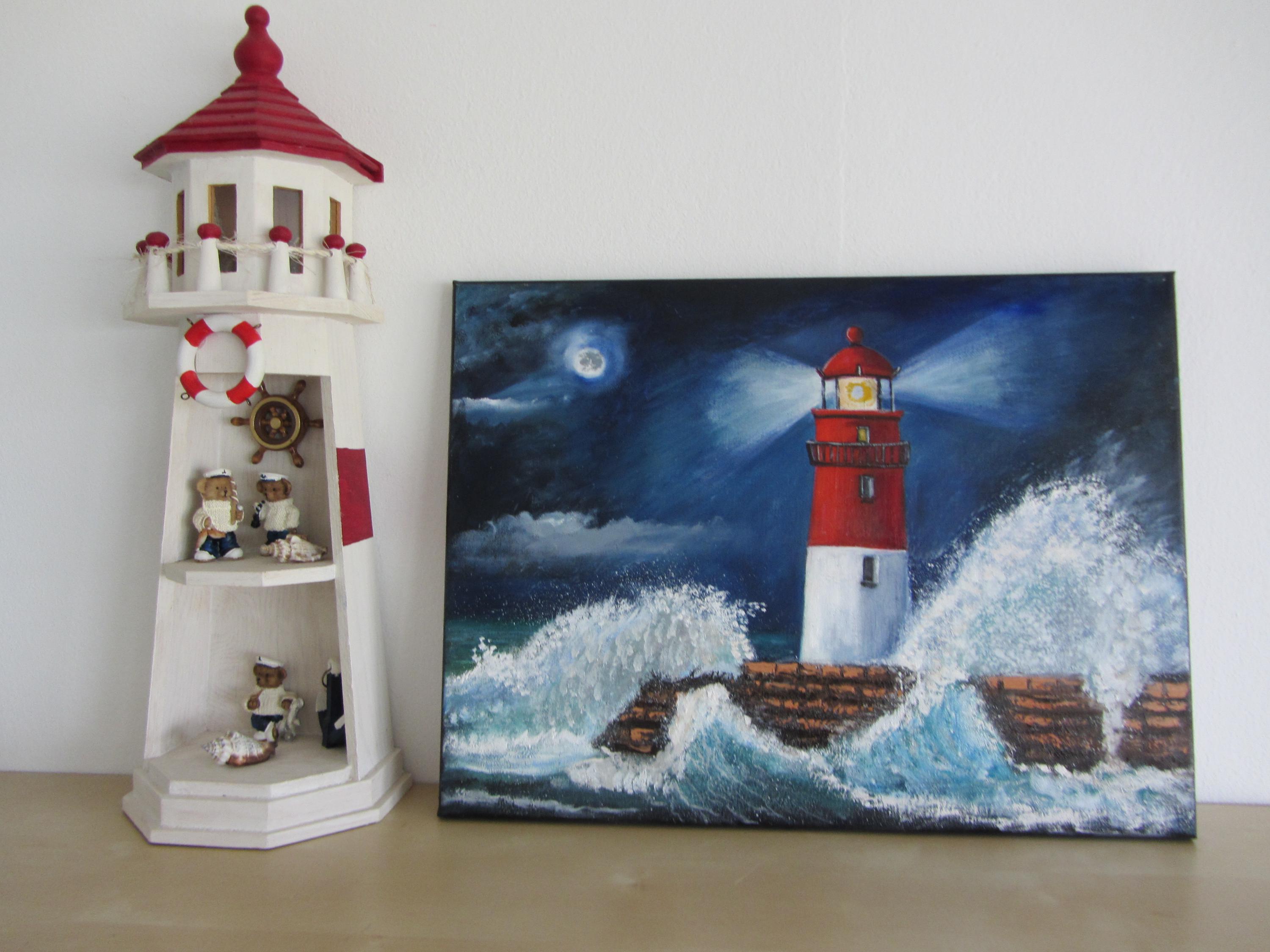 MXJSUA Kit Pittura Con Numeri Per Bambini 4 Quadri Faro Alba Con Cornice 20x20cm – Colori Acrilici