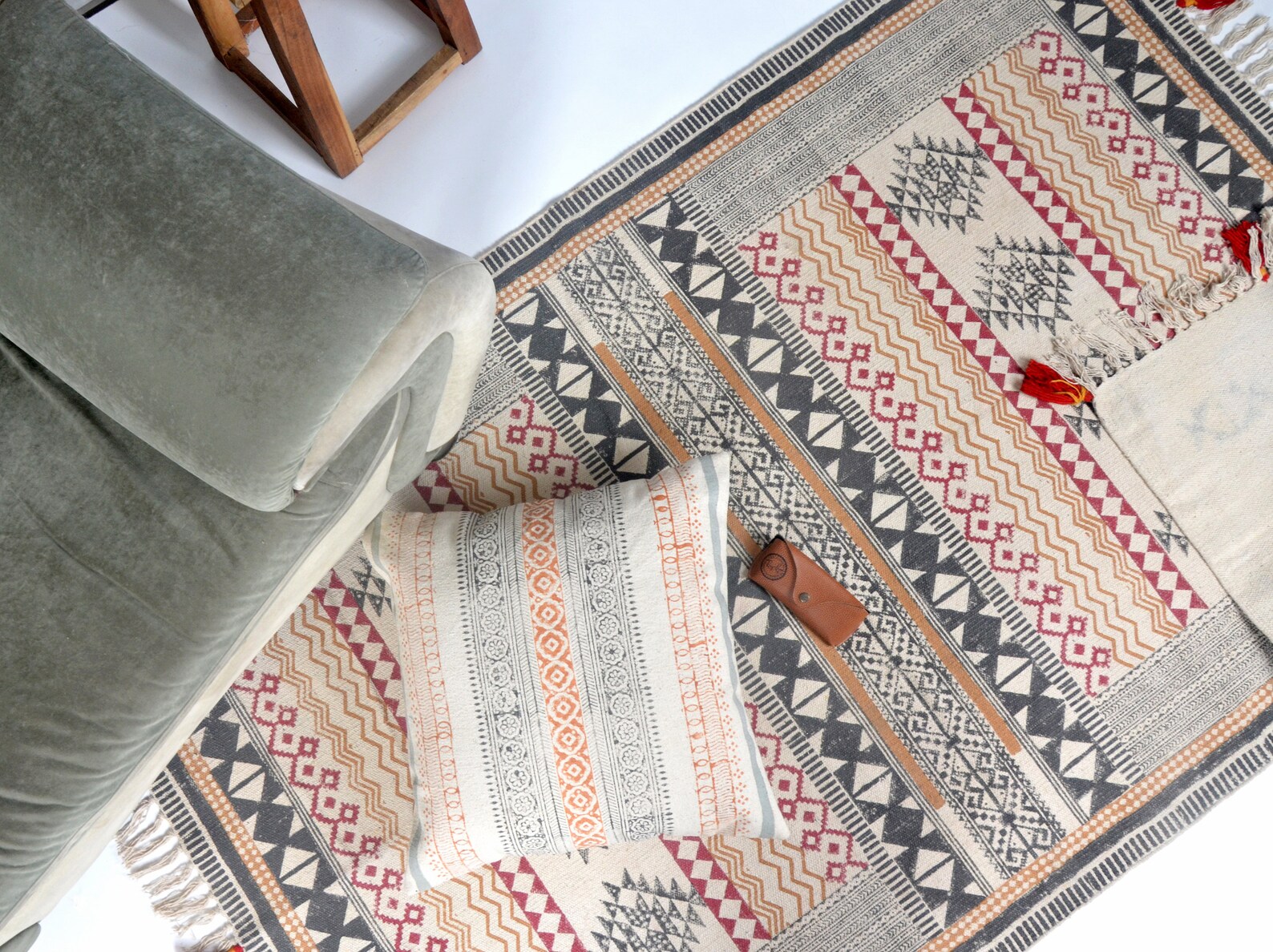 Printed Rugs Hand block printed Hand made rug Dhurrie Area Etsy