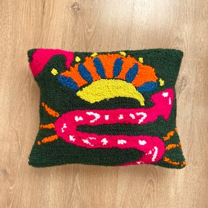 Handmade Tufted Snake Pillow Cover, Punch Needle Pillow ,Throw Pillows , Decorative Pillows