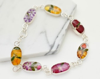 Pressed Flower Bracelets in Mexican Sterling Silver .925