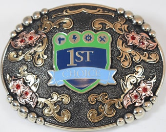 Logo Western Belt Buckle - Custom Made - German silver - Hand Engraved - Customize yours today!