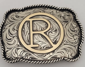 Trophy Western Belt Buckle - Custom Made - German silver - Hand Engraved - Customize yours today!