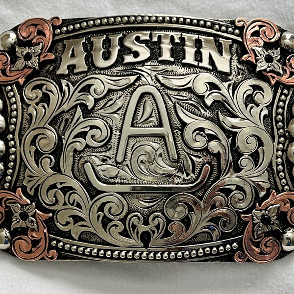 Trophy Western Belt Buckle - Custom Made - German silver - Hand Engraved - Customize yours today!