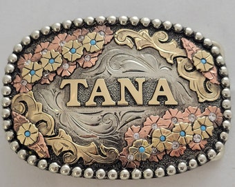 Trophy Western Belt Buckle - Custom Made - German silver - Hand Engraved - Customize yours today!