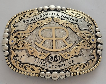 Trophy Western Belt Buckle - Custom Made - German silver - Hand Engraved - Customize yours today!