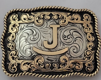 Boucle de ceinture Trophy Western - Fabriquée sur mesure - Argent allemand - Gravée à la main - Personnalisez la vôtre dès aujourd'hui !