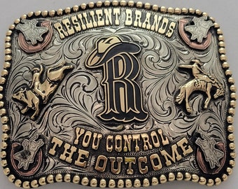 Trophy Western Belt Buckle - Custom Made - German silver - Hand Engraved - Customize yours today!