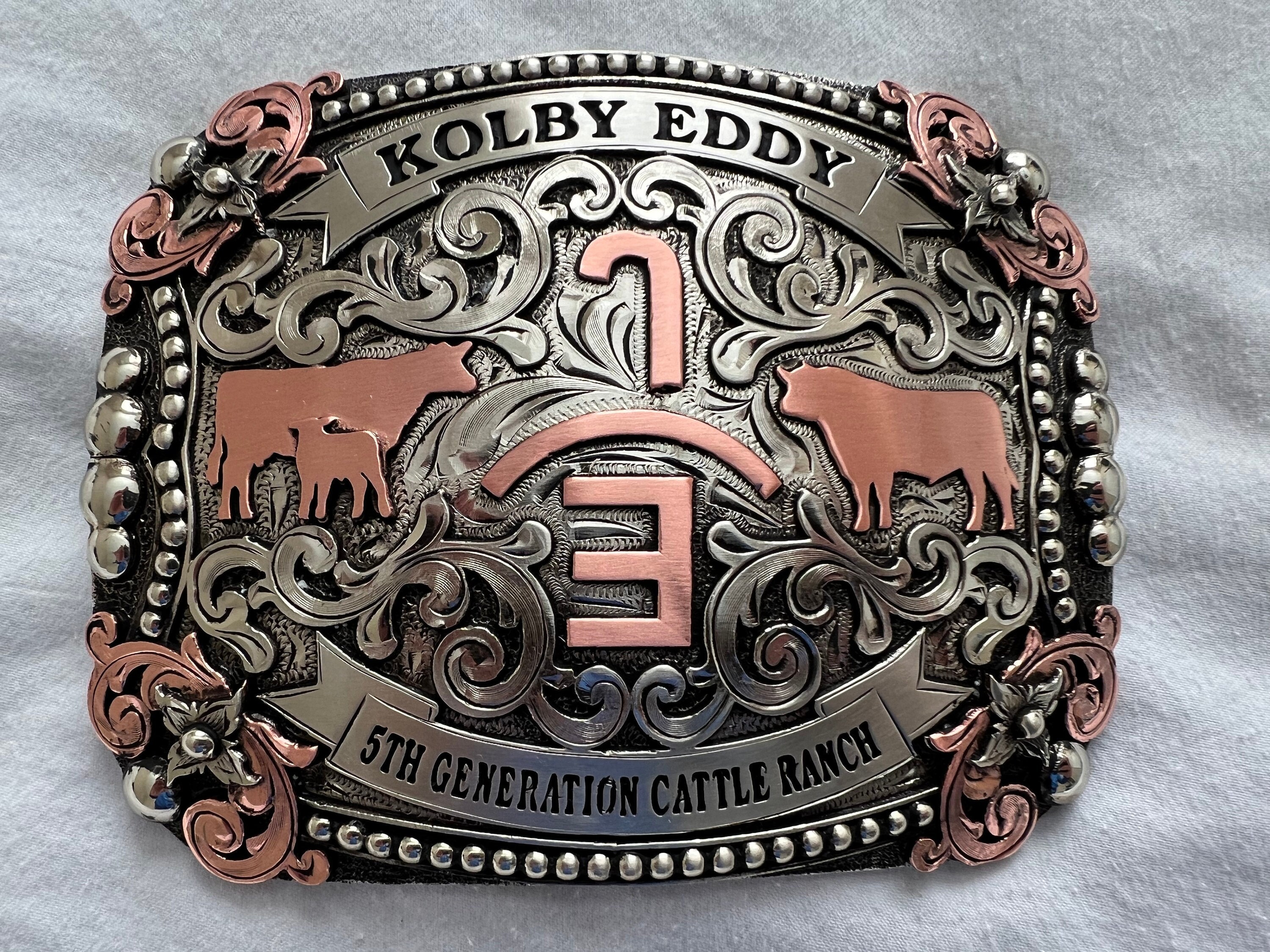 Trophy Western Belt Buckle - Custom Made - German silver - Hand Engraved - Customize yours today!