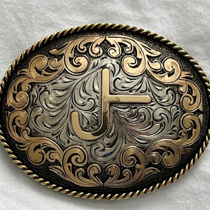 Trophy Western Belt Buckle Custom Made German Silver Hand Engraved ...