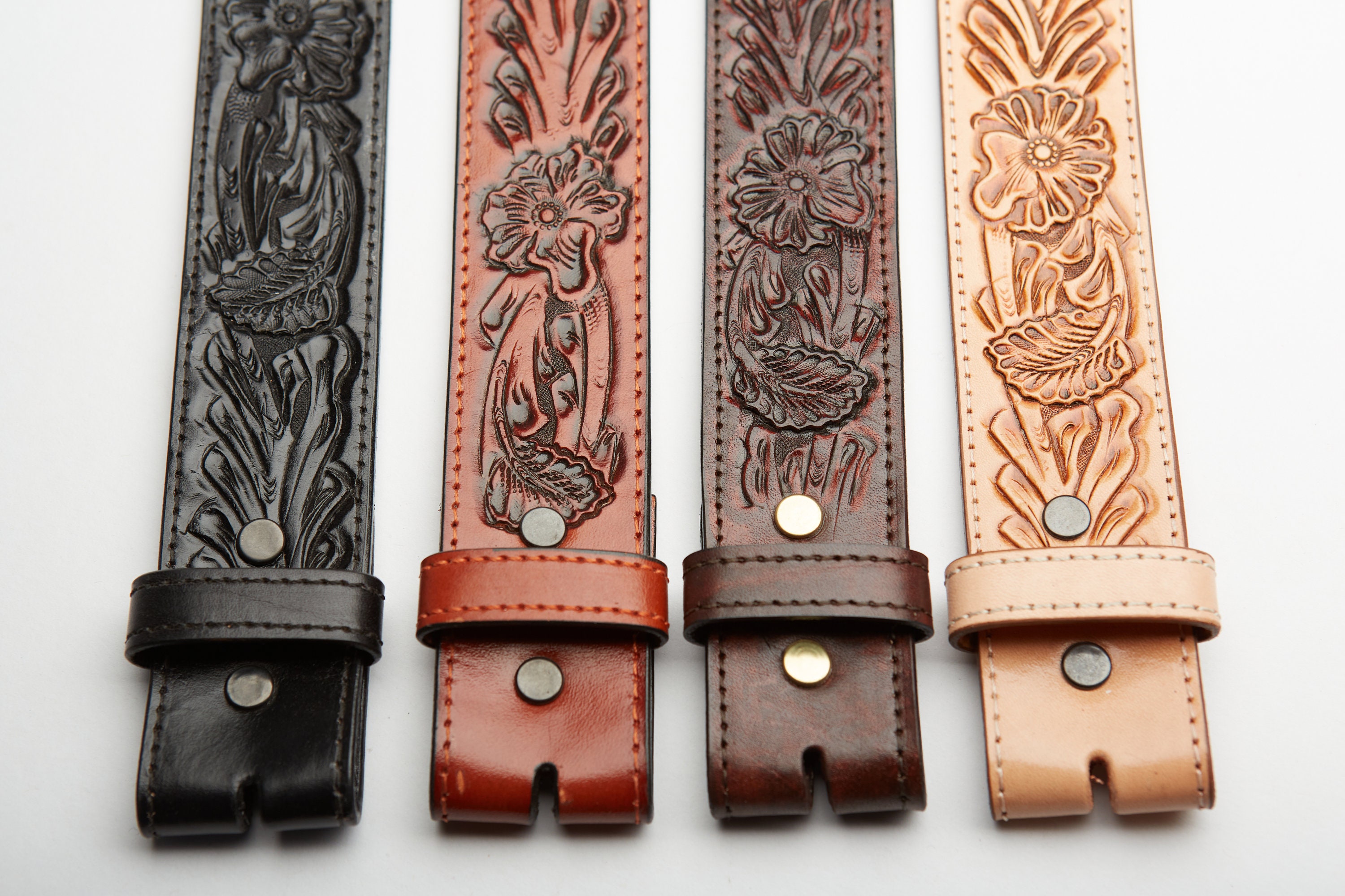 Vintage Hand Tooled Leather Rose Floral Belt Tan Brown Boho Western 44 Inch il_fullxfull.6908178145_5xrc.jpg main image 3