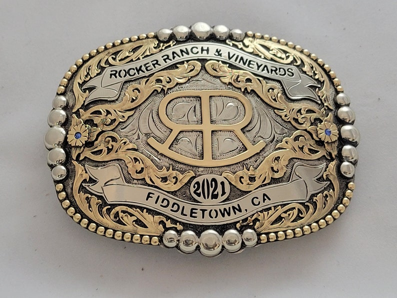 Trophy Western Belt Buckle Custom Made German silver Hand Engraved Customize yours today image 1