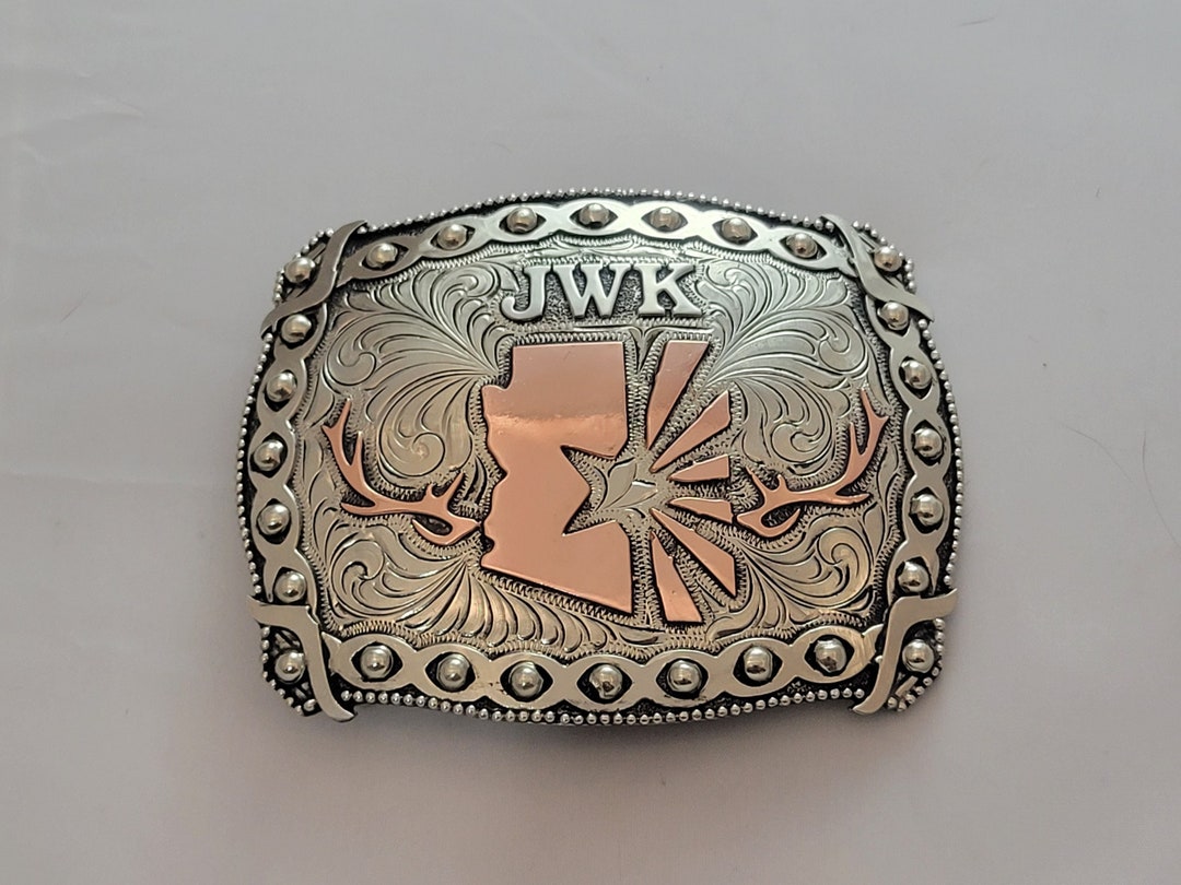Trophy Western Belt Buckle - Custom Made - German Silver - Hand ...