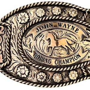 Horseshoe Western Belt Buckle - Custom Made - German silver - Hand Engraved - Customize yours today!