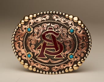 Trophy Western Belt Buckle - Custom Made - German silver - Hand Engraved - Customize yours today!