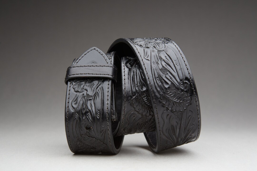 Cintura Western In Pelle Lavorata A Mano: Motivo Floreale, Fibbia Rimovibile - Italia - Foto 2