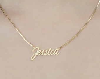 14K Gold Color Name Necklace, Personalized Name Necklace, Gold Name Necklace, Cursive Dainty Name Necklace, Christmas Gift, Name Pendant