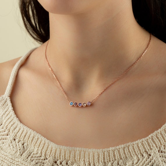 Mother's Multiple Interlocking Birthstone Ring Necklace | Birthstone  necklace, Ring necklace, Birthstone ring