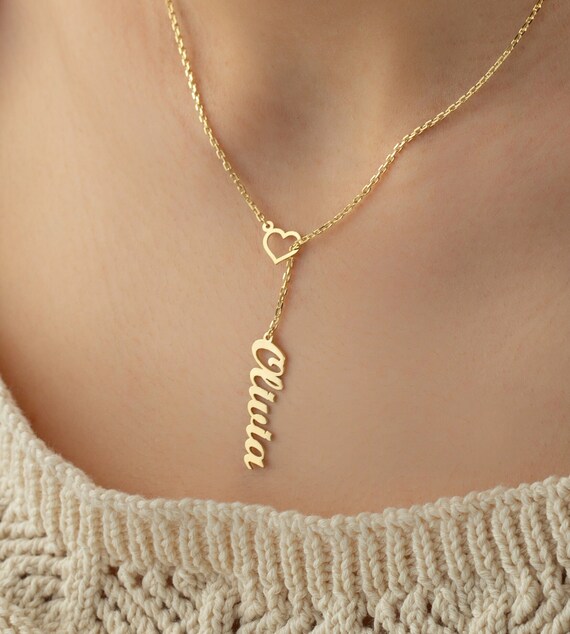 Gold name necklace with heart best sale