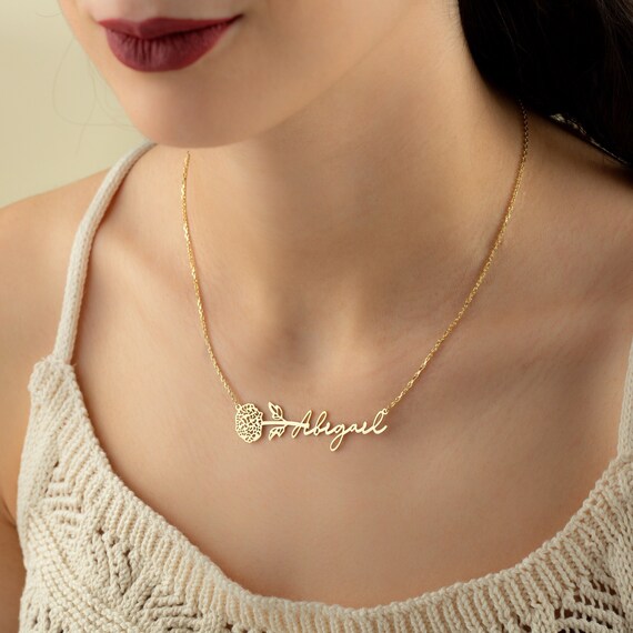 Birth Flower Necklace Floral Name Necklace Flower Necklace Etsy