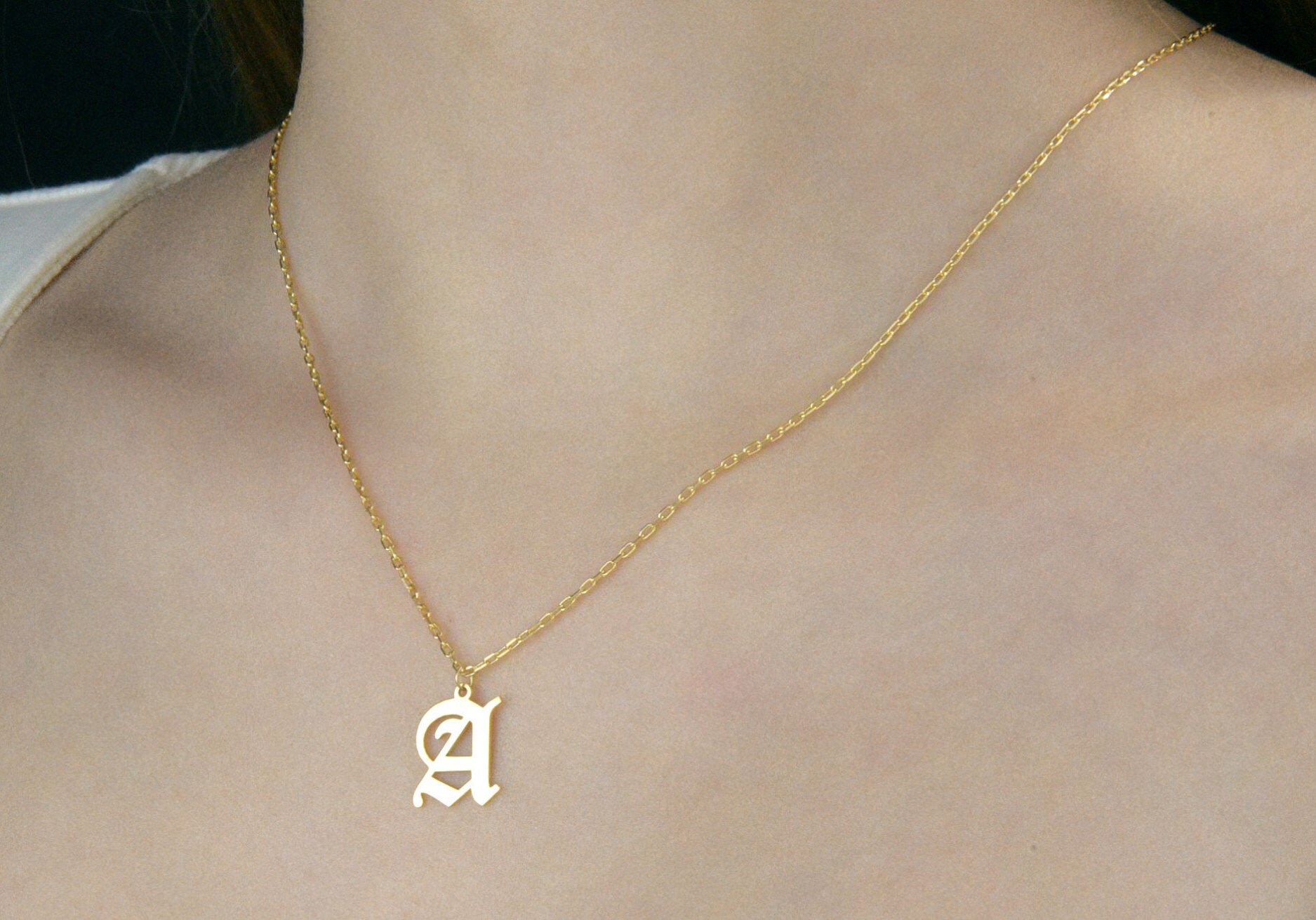 Old English Initial Necklace Old English Jewelry Old English Etsy