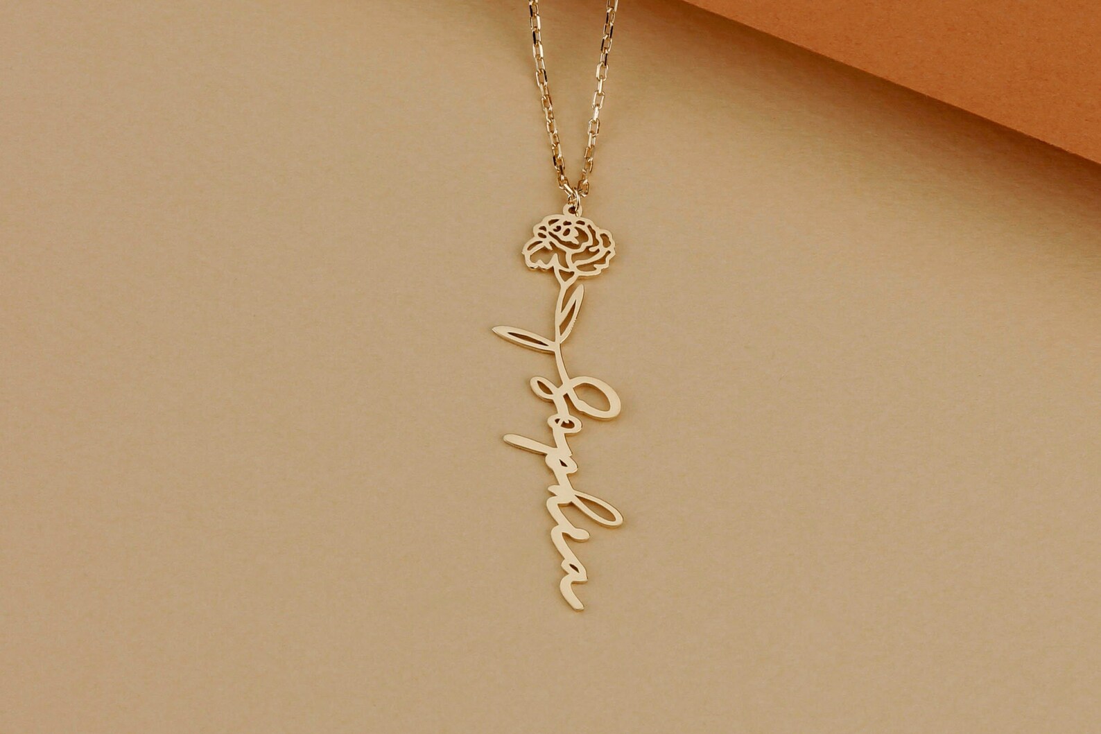 Personalized Birth Flower Necklace Custom Name Necklace Floral Name ...